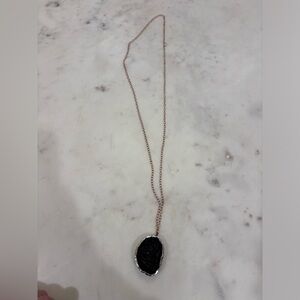 Gold Chain with Shell Black Agate Pendant Necklace